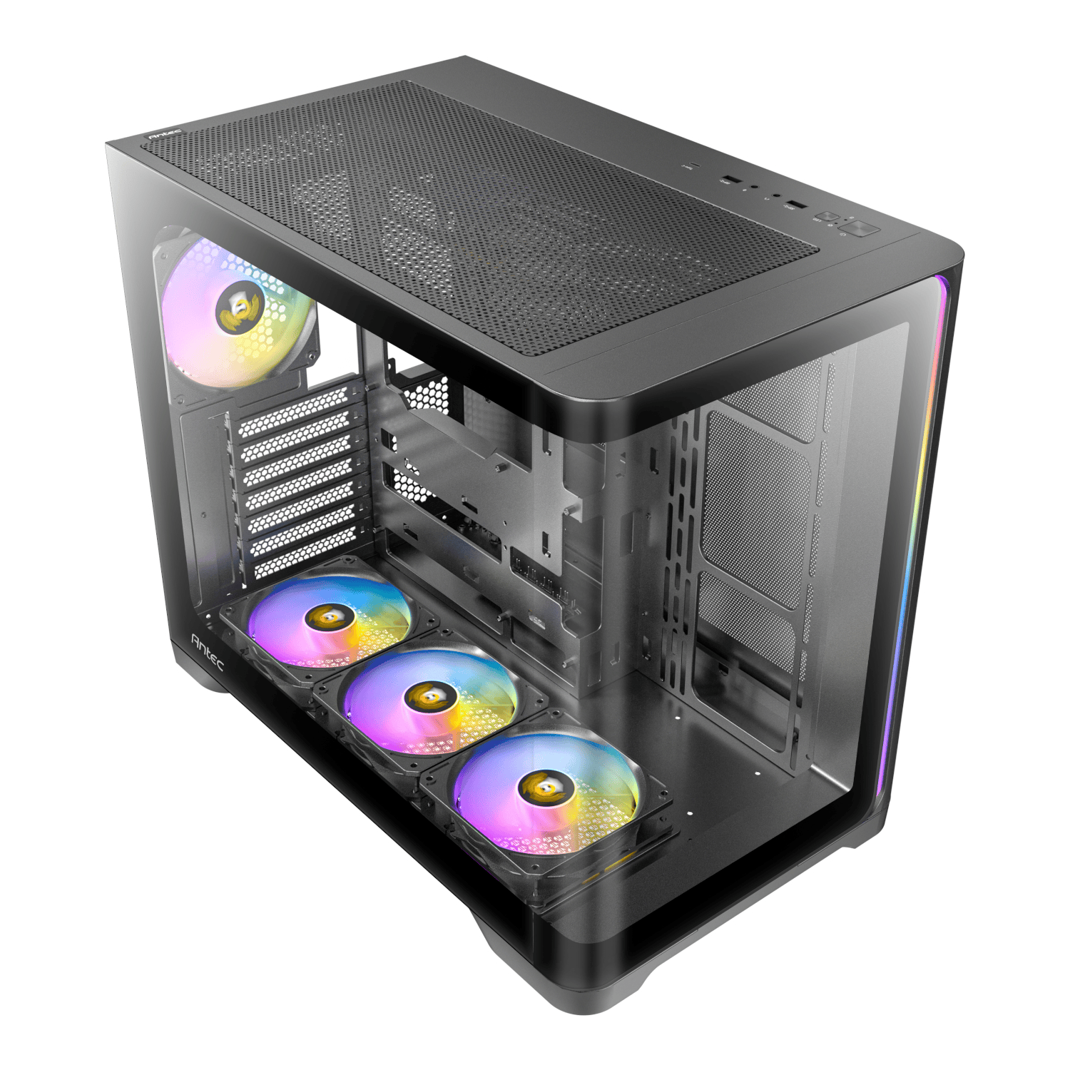 Antec C5 CURVED ARGB ATX | Micro-ATX | ITX ARGB Dual Chamber Mid-Tower Gaming Chassis - Black - Image 3