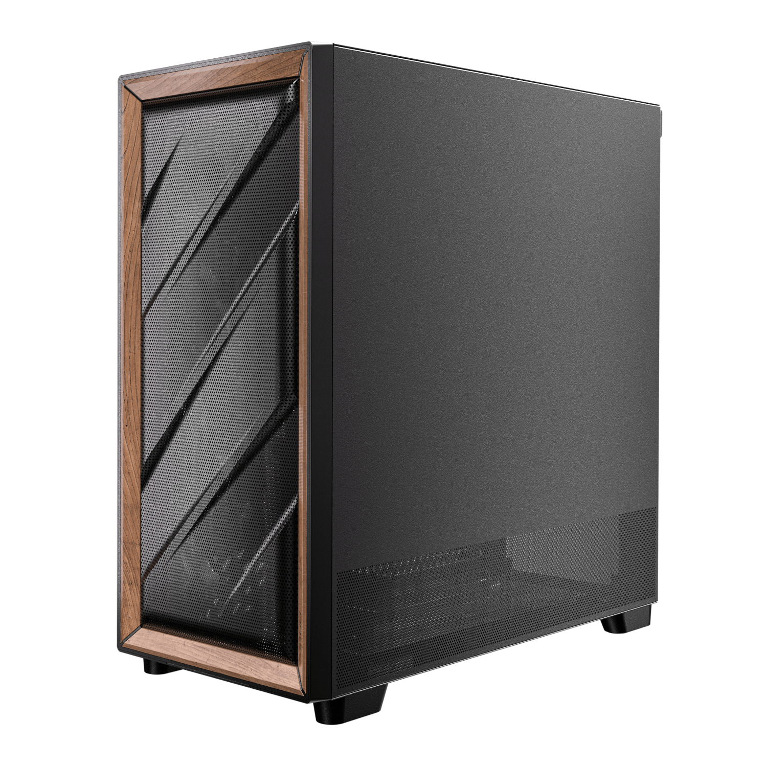 Antec FLUX SE E-ATX | ATX | Micro-ATX | ITX Mid-Tower Gaming Chassis Wood Front Panel- Black - Image 2