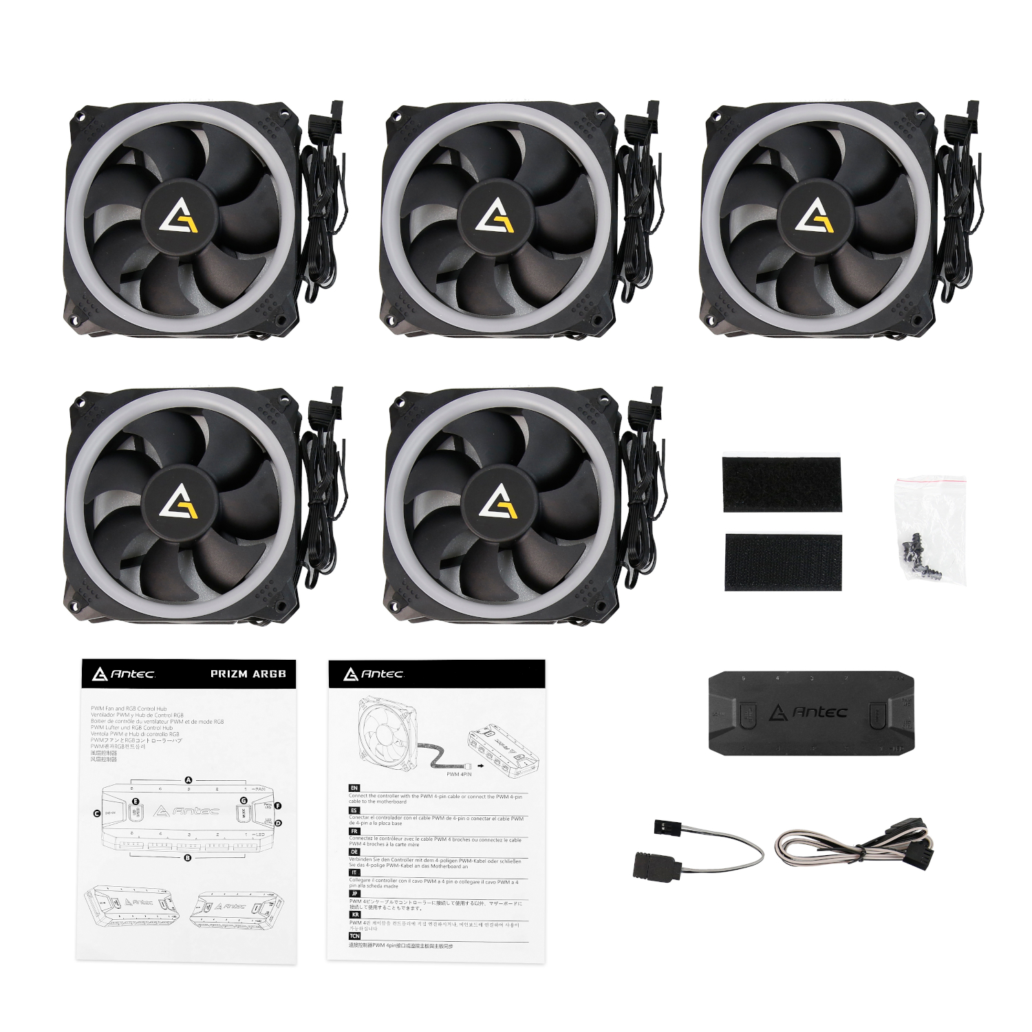 Antec Prizm 120 ARGB Case Fan 5 Pack + Controller - Black - Image 6